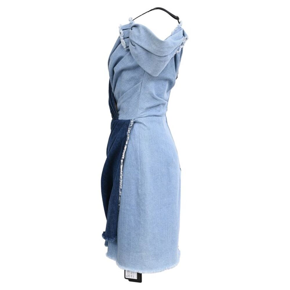 Dolce & Gabbana Patchwork Two Tone Mini Dress in Blue Denim - Picture 2 of 7